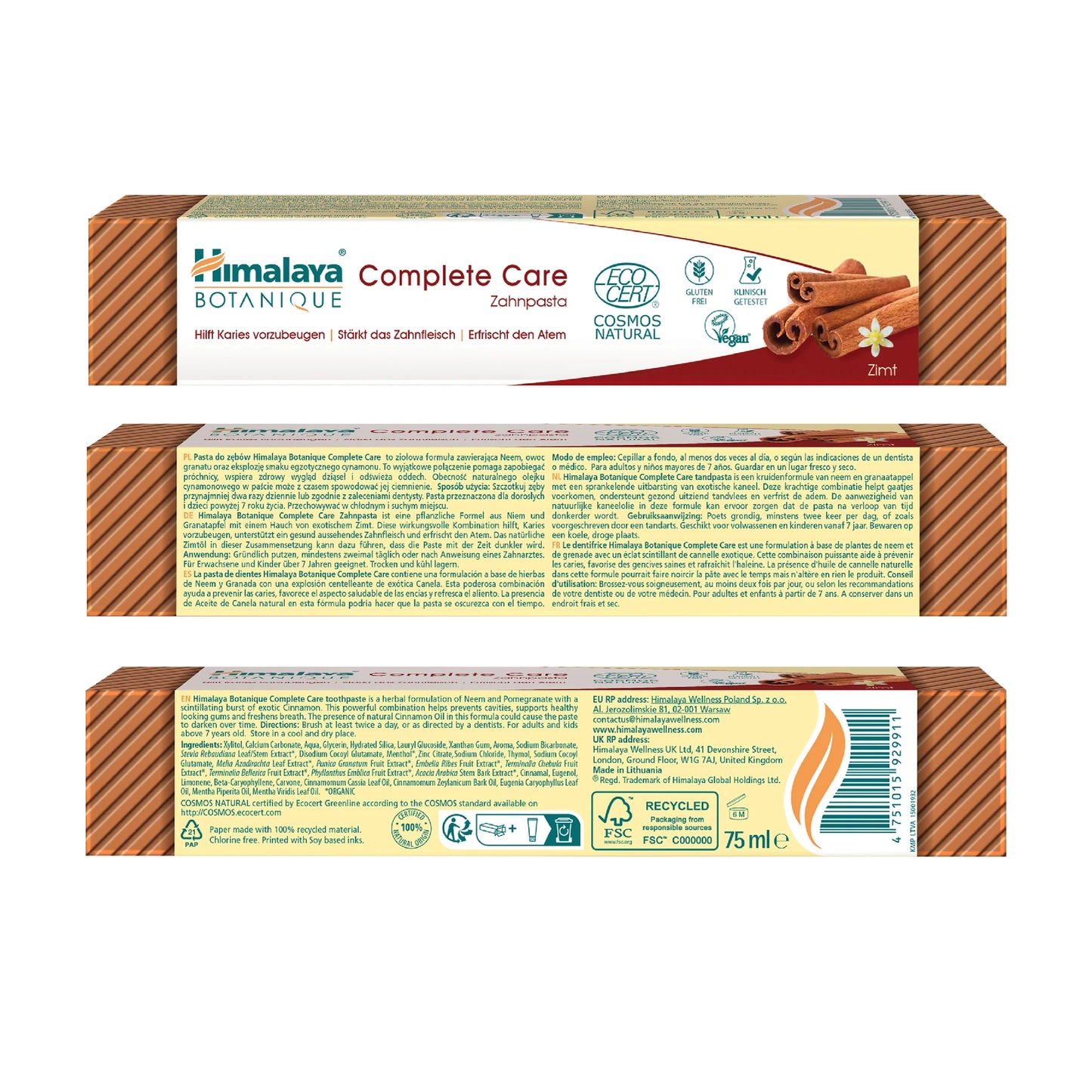 Complete Care fluorfri Tandkräm - Kanel 75 ml.