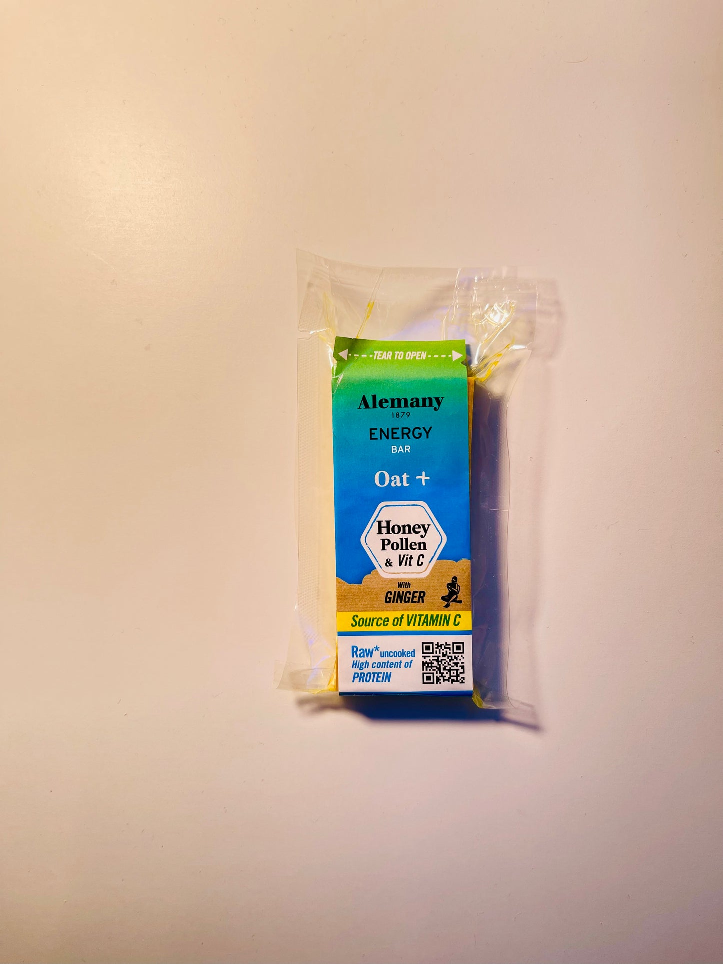 Proteinbar sockerfritt (Honung + havre + Royal jelly - ingefära + vitamin c + pollen) 170 kcal - 40g.