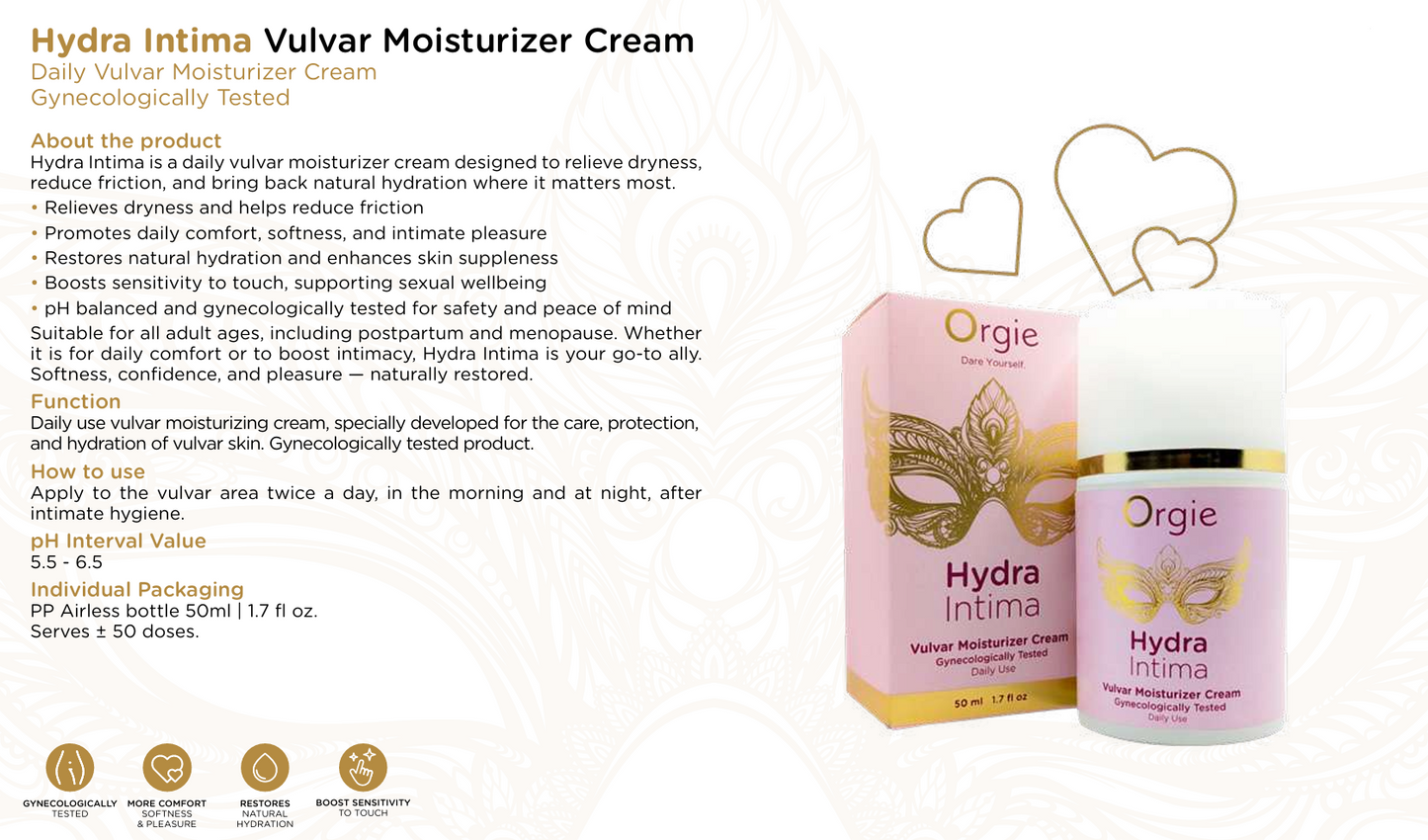 Daglig Intim Fuktkräm för Vulvan-Hydra Intima 50ml.