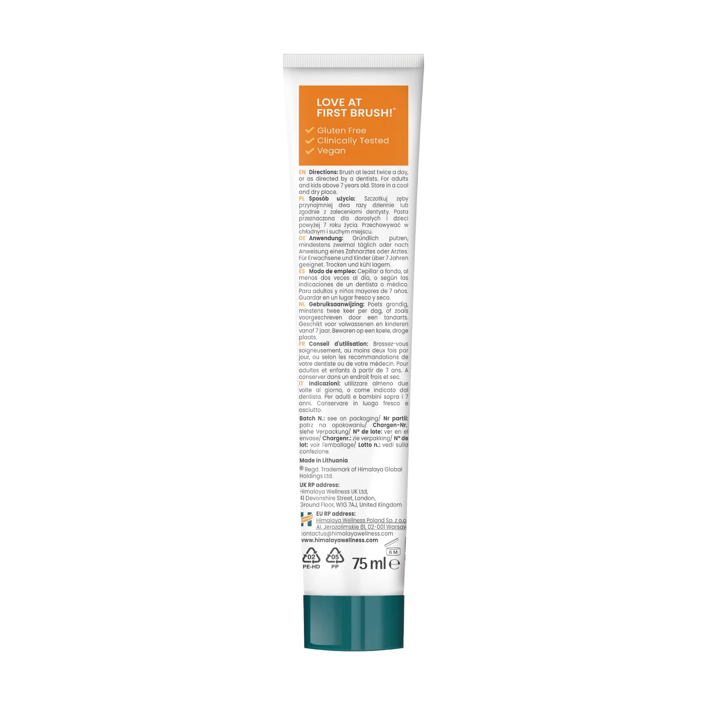 Whitening Antiplaque fluorfri Tandkräm - gurkmeja + Kokosolja 75 ml.
