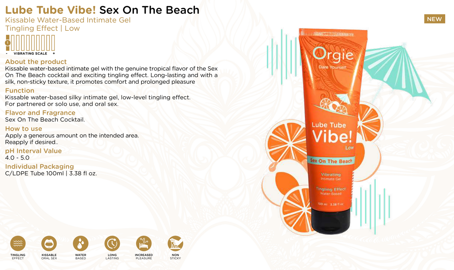 Lube Tube Sex On The Beach Glidmedel – unik smak Kyssvänlig & Sensuell 100ml.