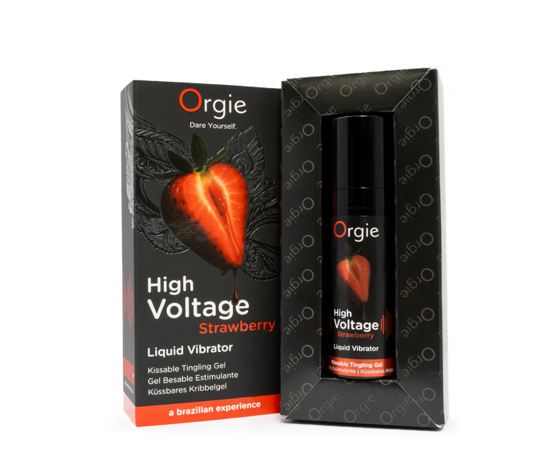 High Voltage Strawberry – Flytande Vibratorgel med Jordgubbssmak (Extra Stark Effekt) 15ml.