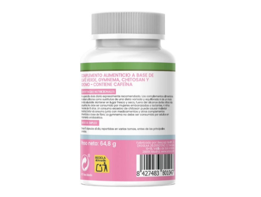 Grönt kaffe med gymnema, chitosan, krom 90caps.