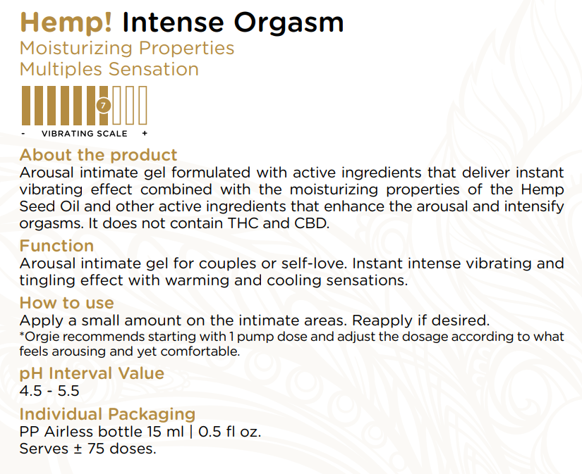 Intense Orgasm - Hemp, Hot/Cold feeling.